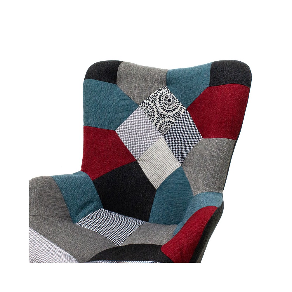 Fauteuil patchwork design rétro multicolore