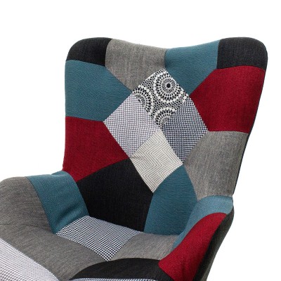 Fauteuil patchwork design rétro multicolore