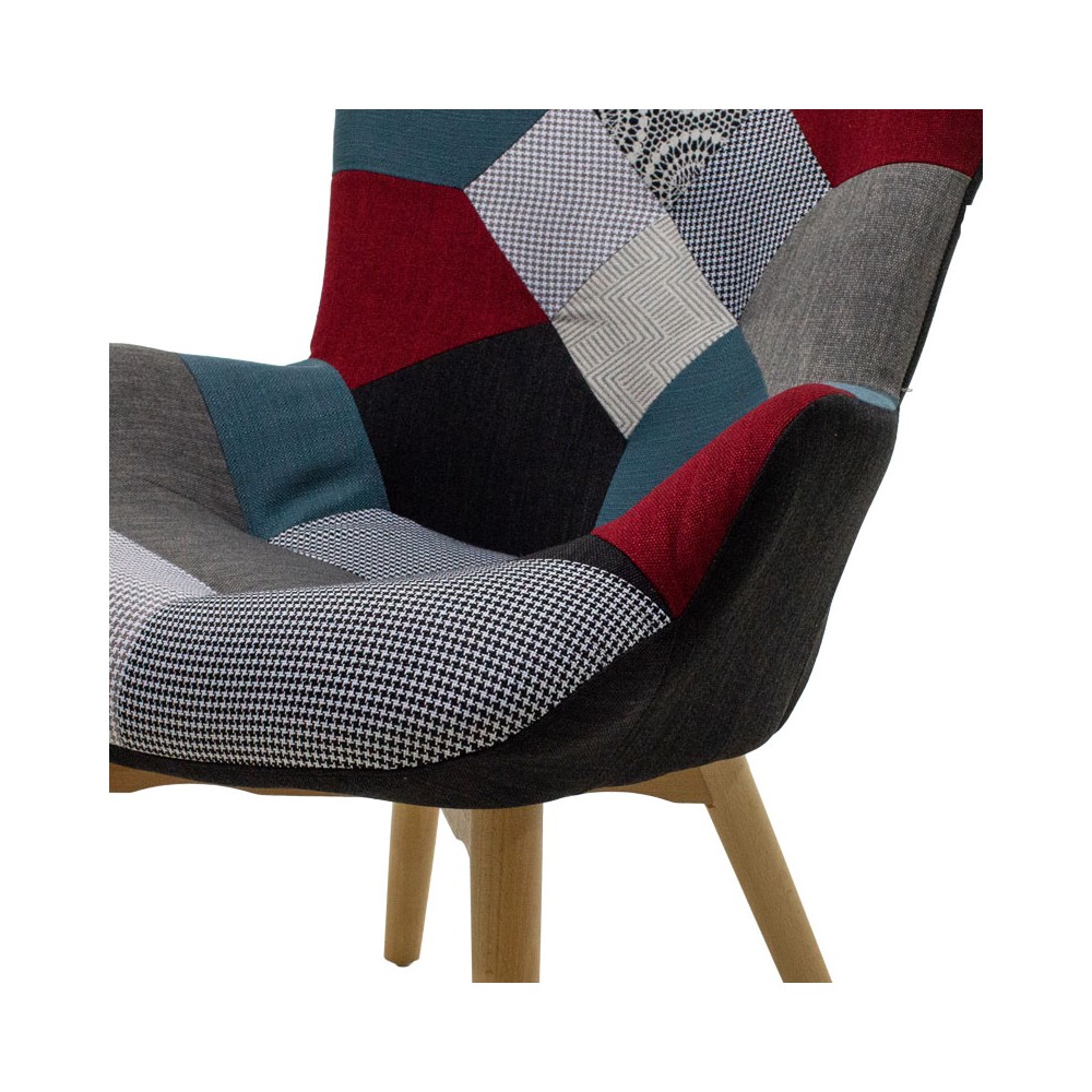 Fauteuil patchwork design rétro multicolore