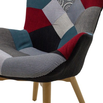 Fauteuil patchwork design rétro multicolore