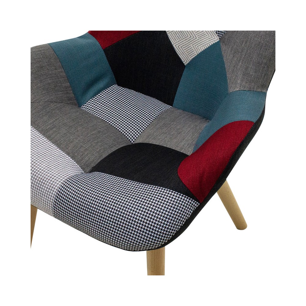 Fauteuil patchwork design rétro multicolore