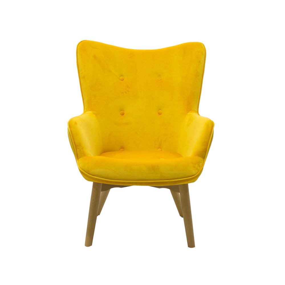 Fauteuil Kido velours couleur jaune