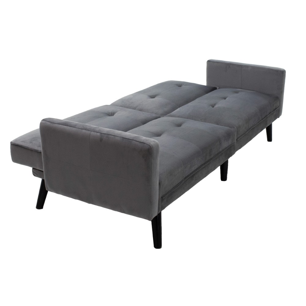 Canapé d'angle convertible lit  en velours gris-argent 209x157x80 cm