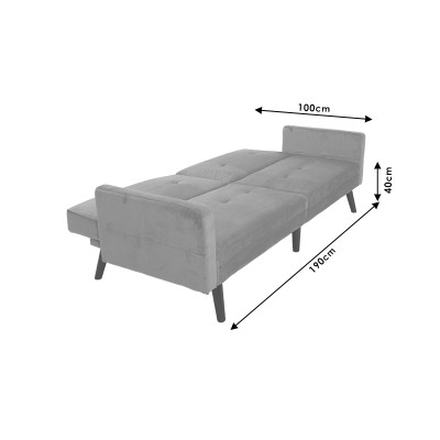 Canapé d'angle convertible lit  en velours gris-argent 209x157x80 cm