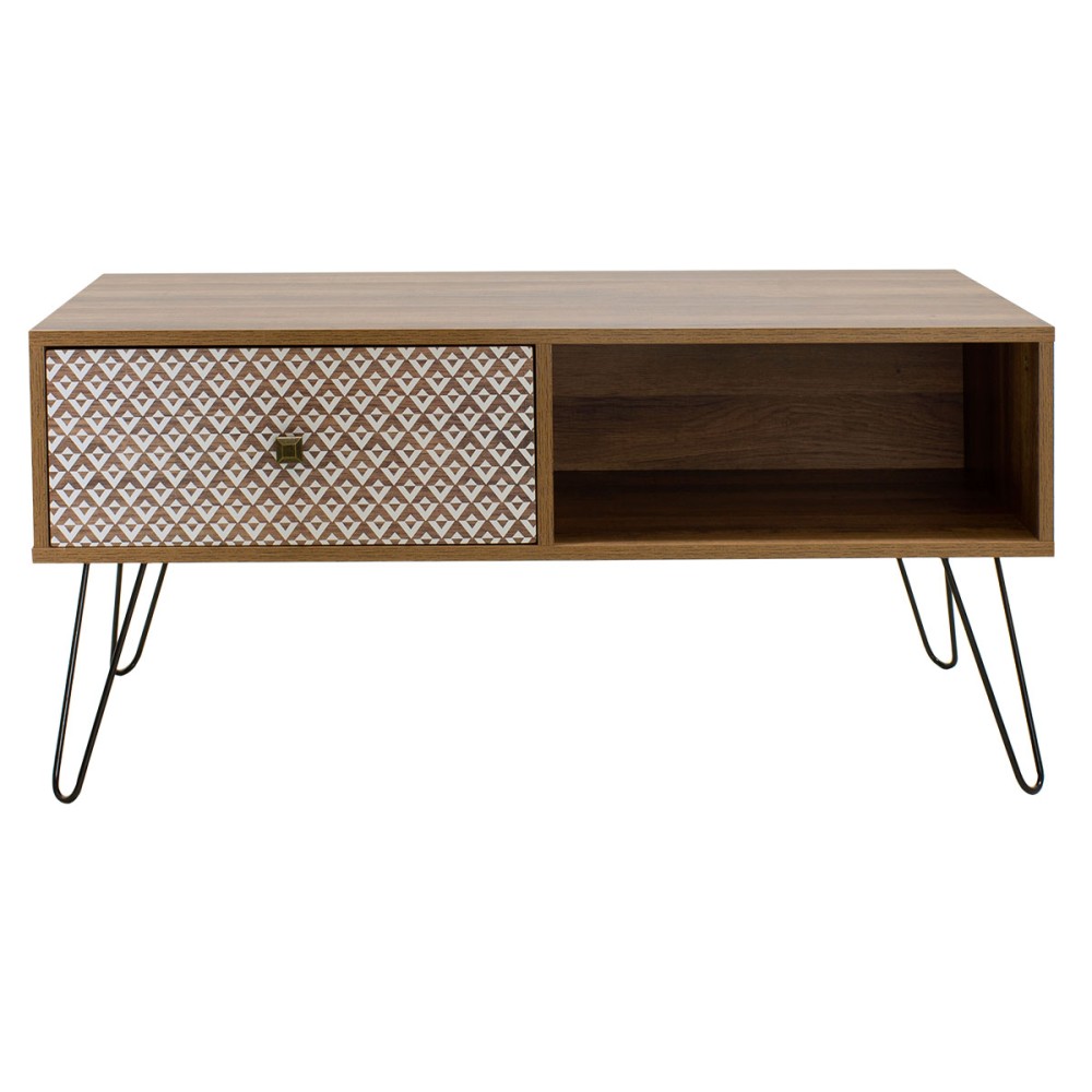 Table basse commode Boho Bois noyer 100x50x46 cm