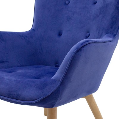 Fauteuil Kido velours couleur bleu