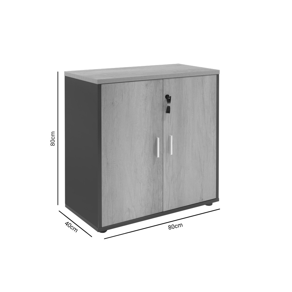 Bibliothèque Lotus bois chêne  gris foncé 80x40x80cm
