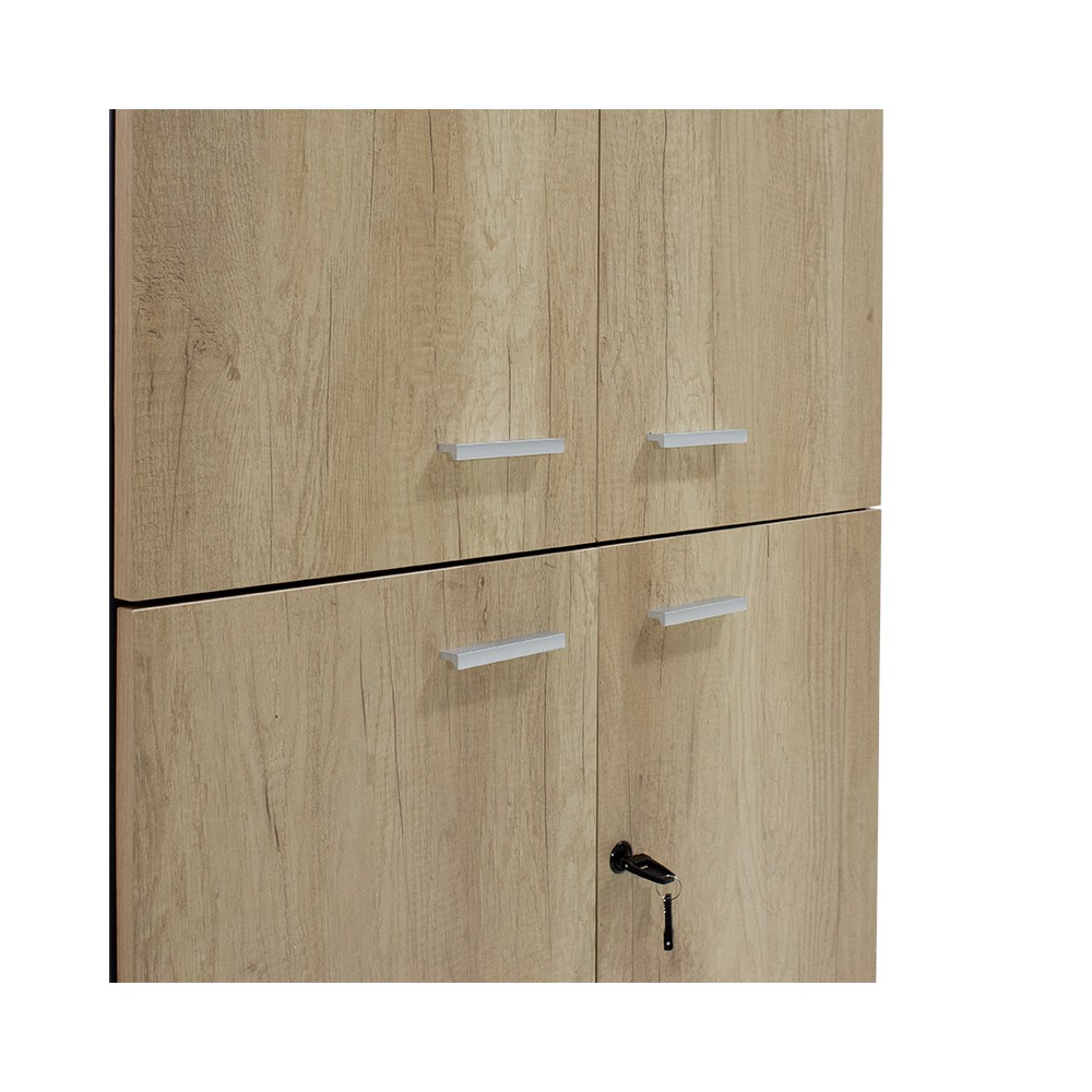 Bibliothèque à quatre portes en bois chêne gris foncé 80x40,5x200cm
