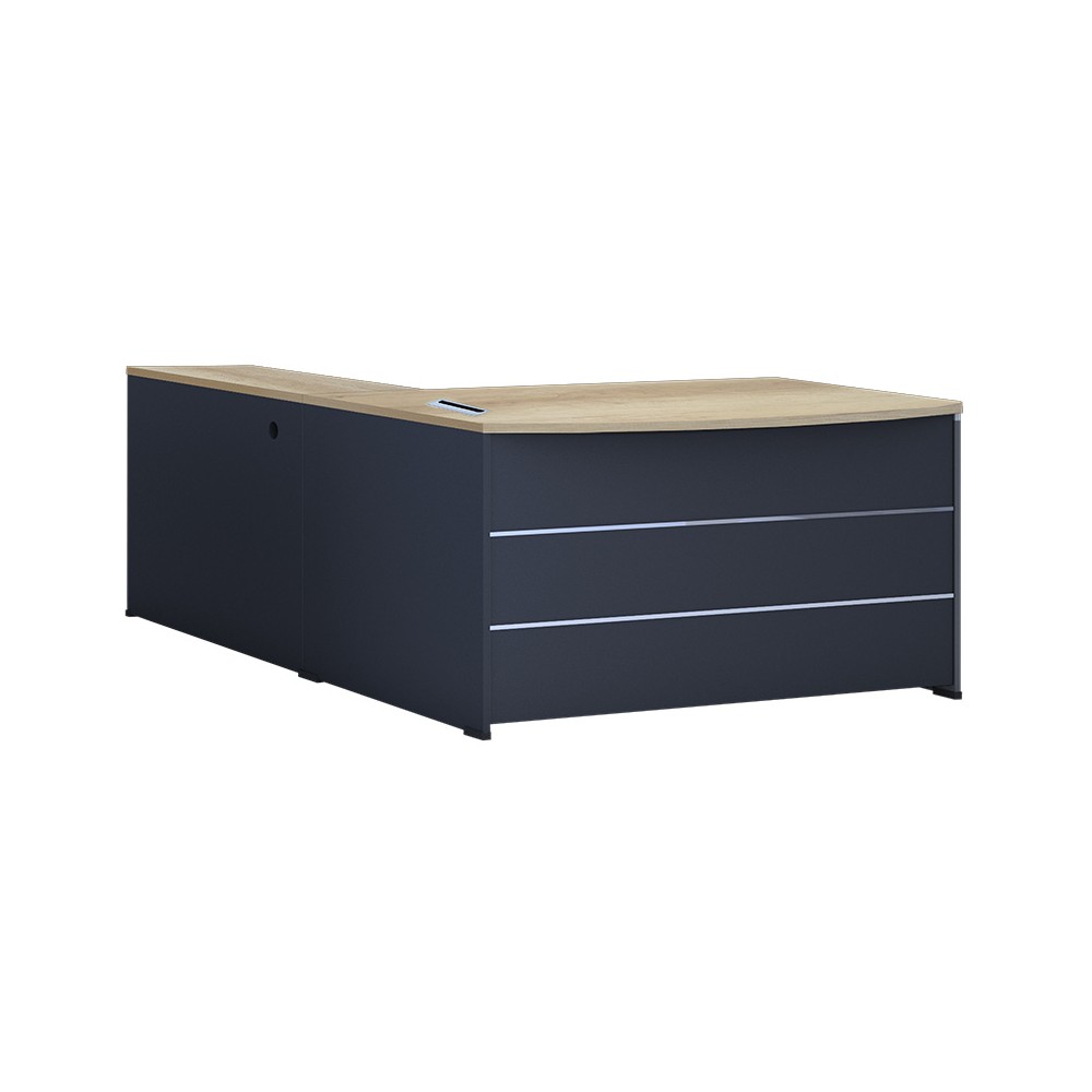 Bureau commercial réversible Lotus bois chêne gris foncé 180x160x75 cm