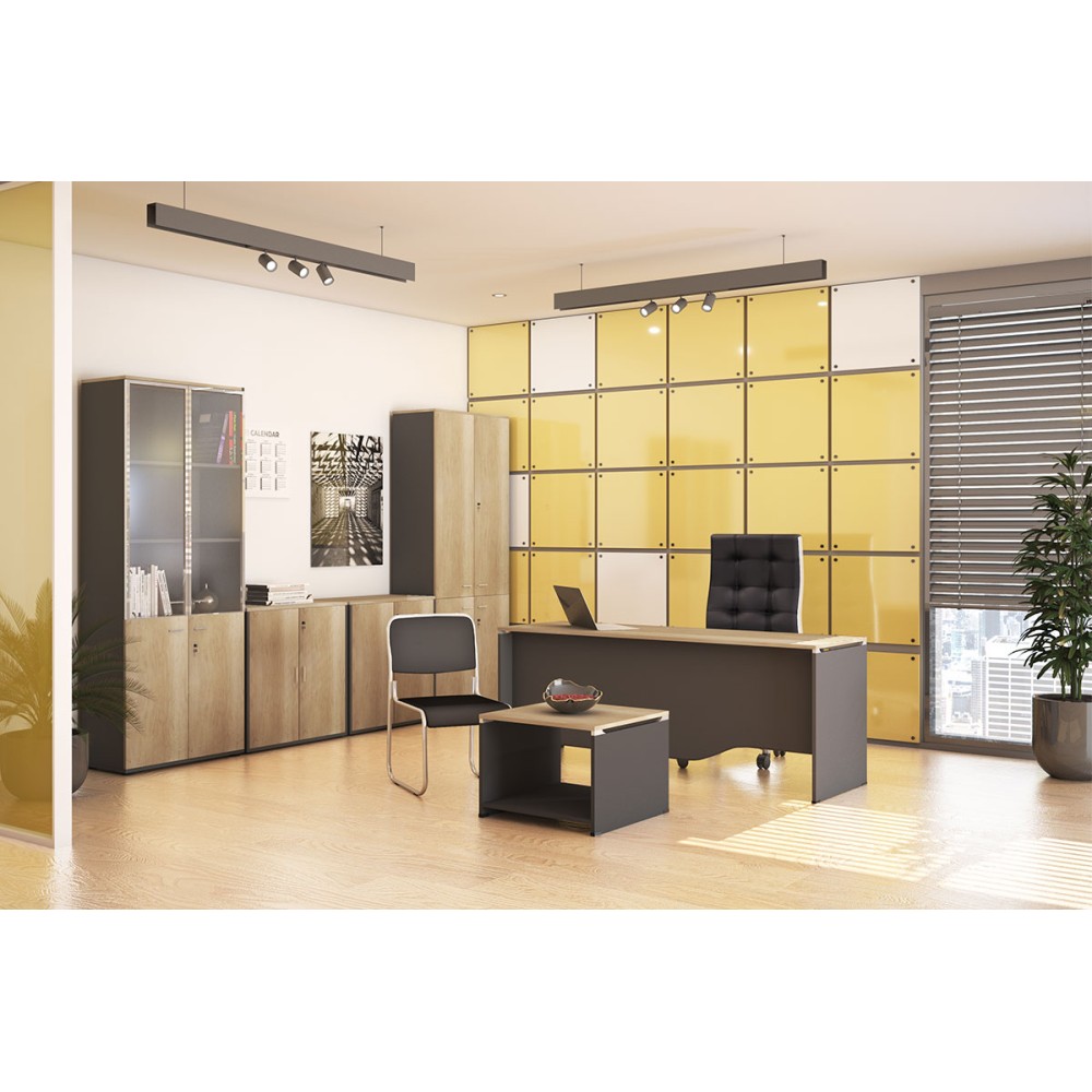 Bureau Lotus bois chêne gris foncé 180x80x75 cm