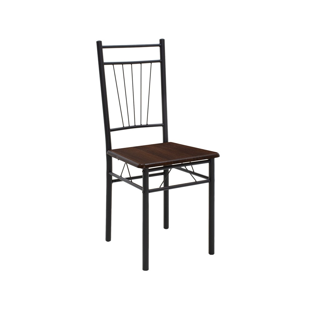 Ensemble Table + chaise salle à manger Roza  5pcs couleur noyer foncé - pieds noir mat 120x70x75cm