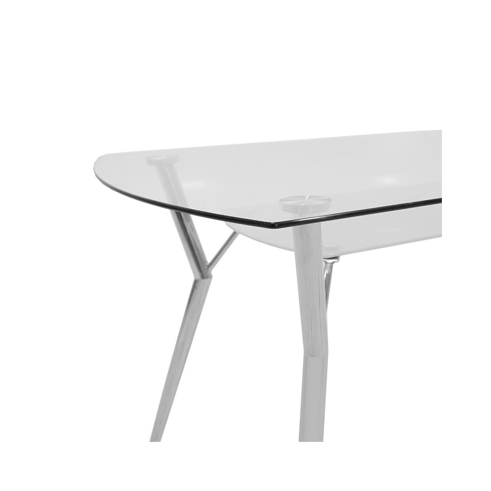 Ensemble Table + chaise salle à manger  5 pièces Jacob-Jella avec chaise en verre gris pu 120x75x75,5cm