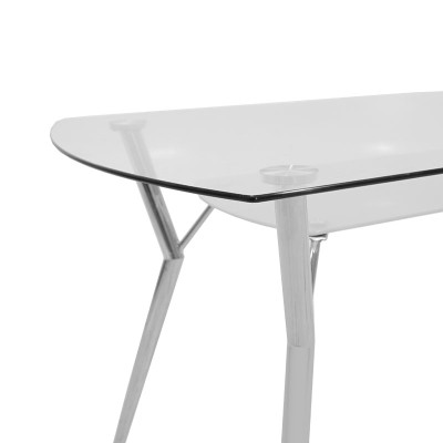 Ensemble Table + chaise salle à manger  5 pièces Jacob-Jella avec chaise en verre gris pu 120x75x75,5cm