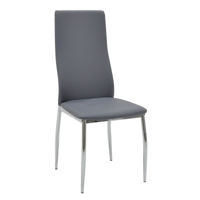 Ensemble Table + chaise salle à manger  5 pièces Jacob-Jella avec chaise en verre gris pu 120x75x75,5cm