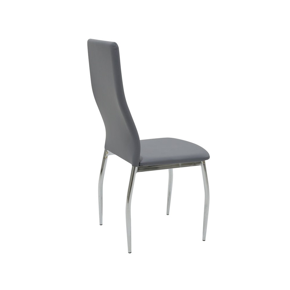 Ensemble Table + chaise salle à manger  5 pièces Jacob-Jella avec chaise en verre gris pu 120x75x75,5cm