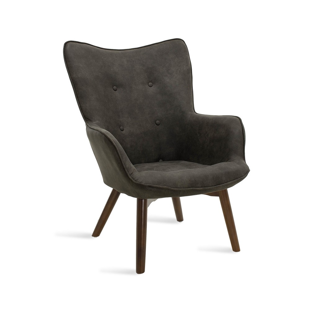 Fauteuil Kido en tissu de couleur marron foncé