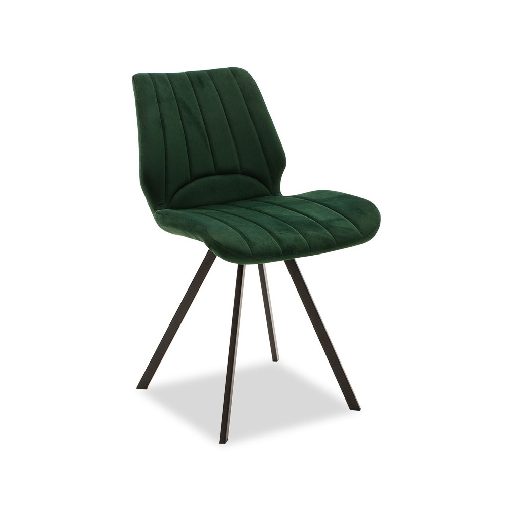 Chaise en velours Sabia vert foncé-pied Métal noir