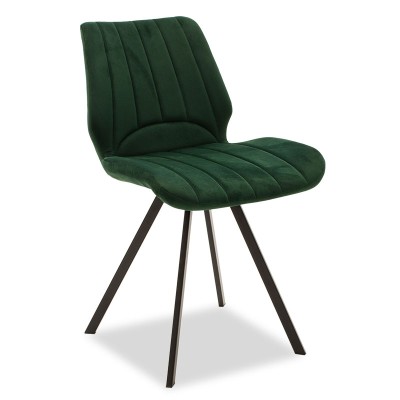 Chaise en velours Sabia vert foncé-pied Métal noir