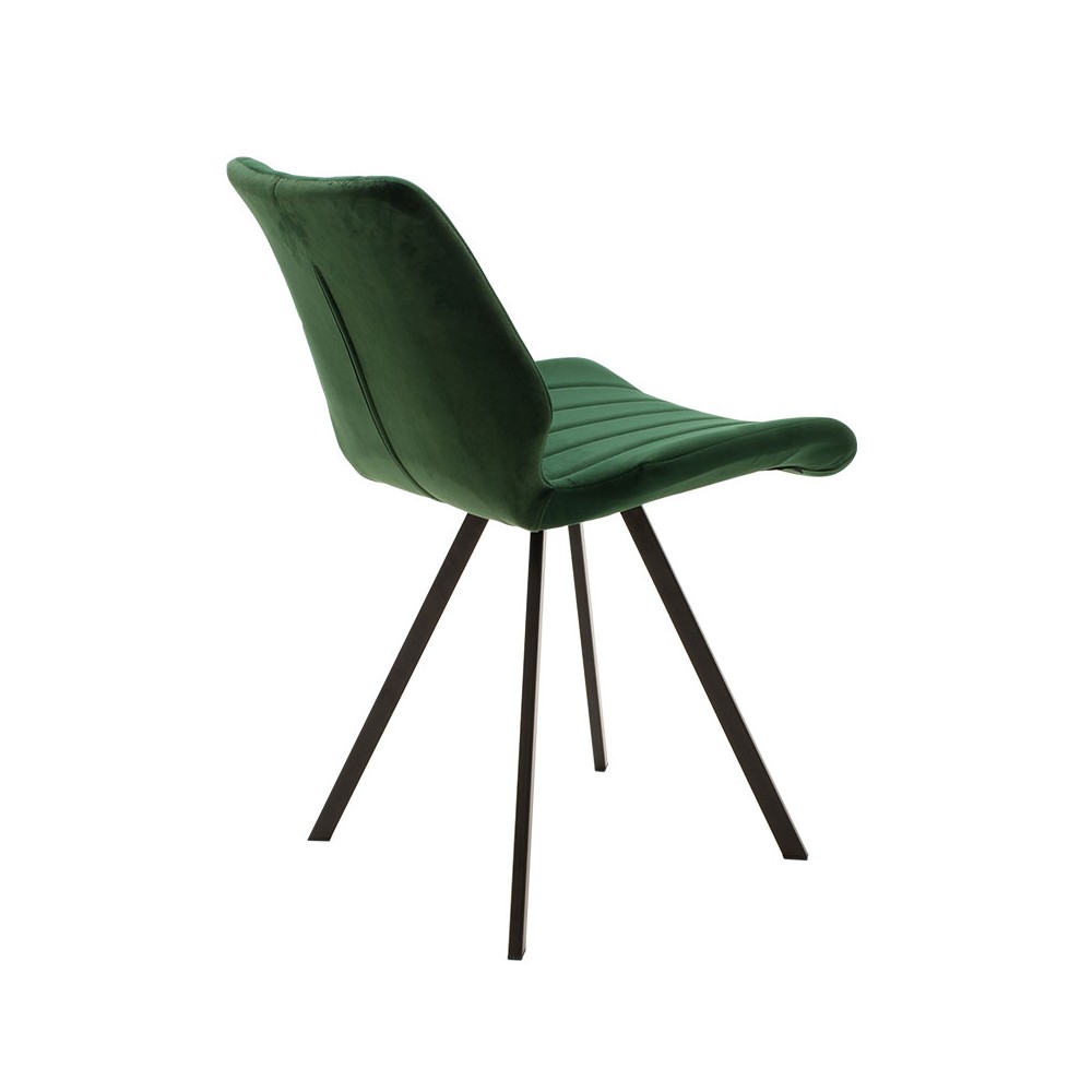 Chaise en velours Sabia vert foncé-pied Métal noir