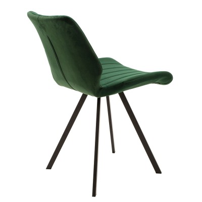 Chaise en velours Sabia vert foncé-pied Métal noir