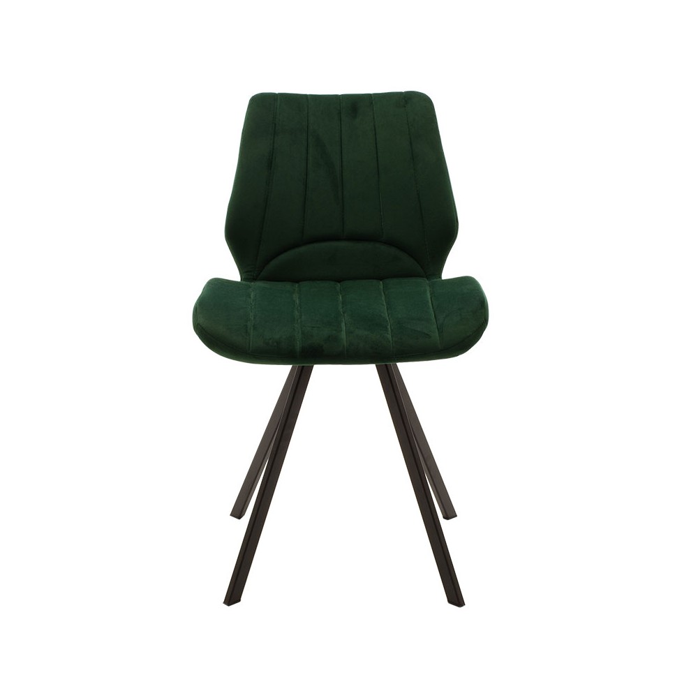 Chaise en velours Sabia vert foncé-pied Métal noir