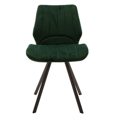 Chaise en velours Sabia vert foncé-pied Métal noir