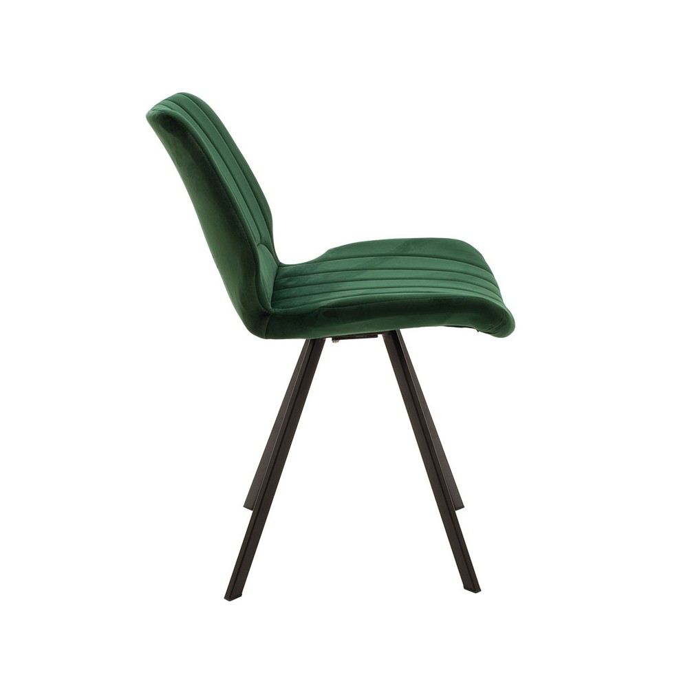 Chaise en velours Sabia vert foncé-pied Métal noir