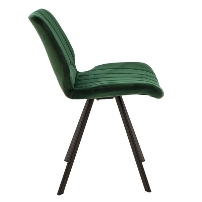 Chaise en velours Sabia vert foncé-pied Métal noir