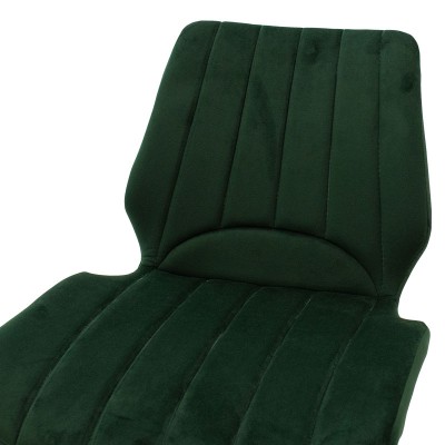 Chaise en velours Sabia vert foncé-pied Métal noir