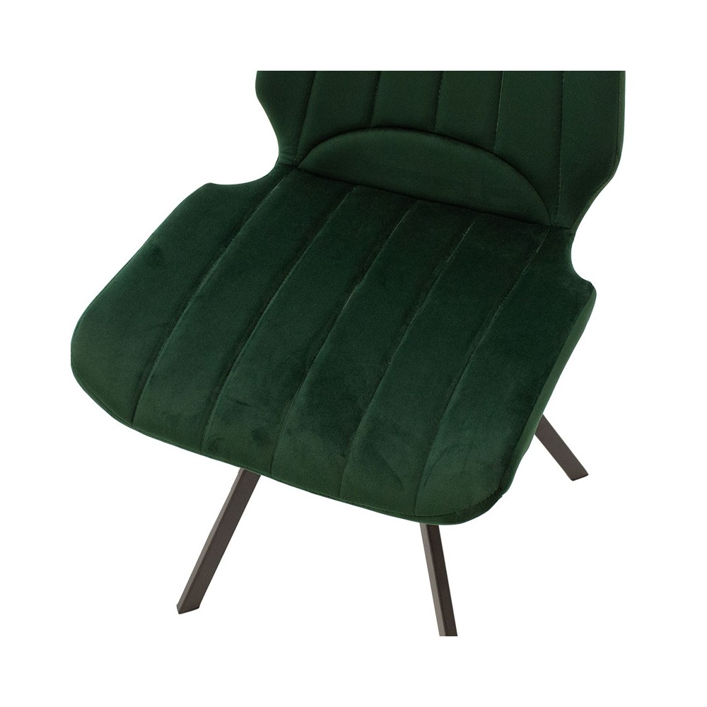 Chaise en velours Sabia vert foncé-pied Métal noir