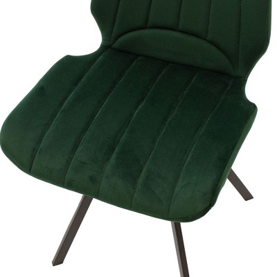 Chaise en velours Sabia vert foncé-pied Métal noir