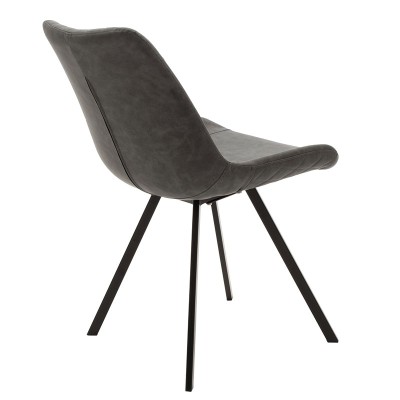 Chaise Orca Velours anthracite Gris pied  métal noir