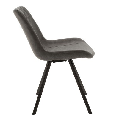 Chaise Orca Velours anthracite Gris pied  métal noir