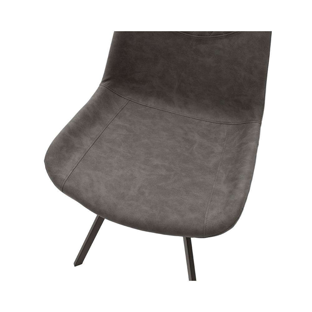 Chaise Orca Velours anthracite Gris pied  métal noir