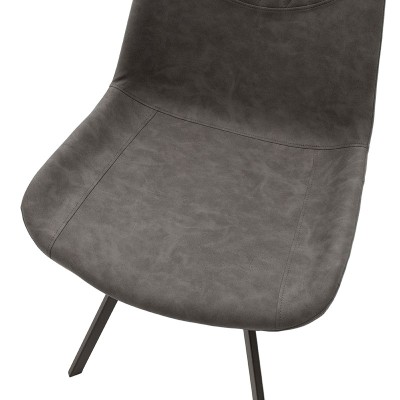 Chaise Orca Velours anthracite Gris pied  métal noir