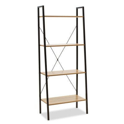 Bibliothèque design bois structure en métal noir 60x23x145,5 cm