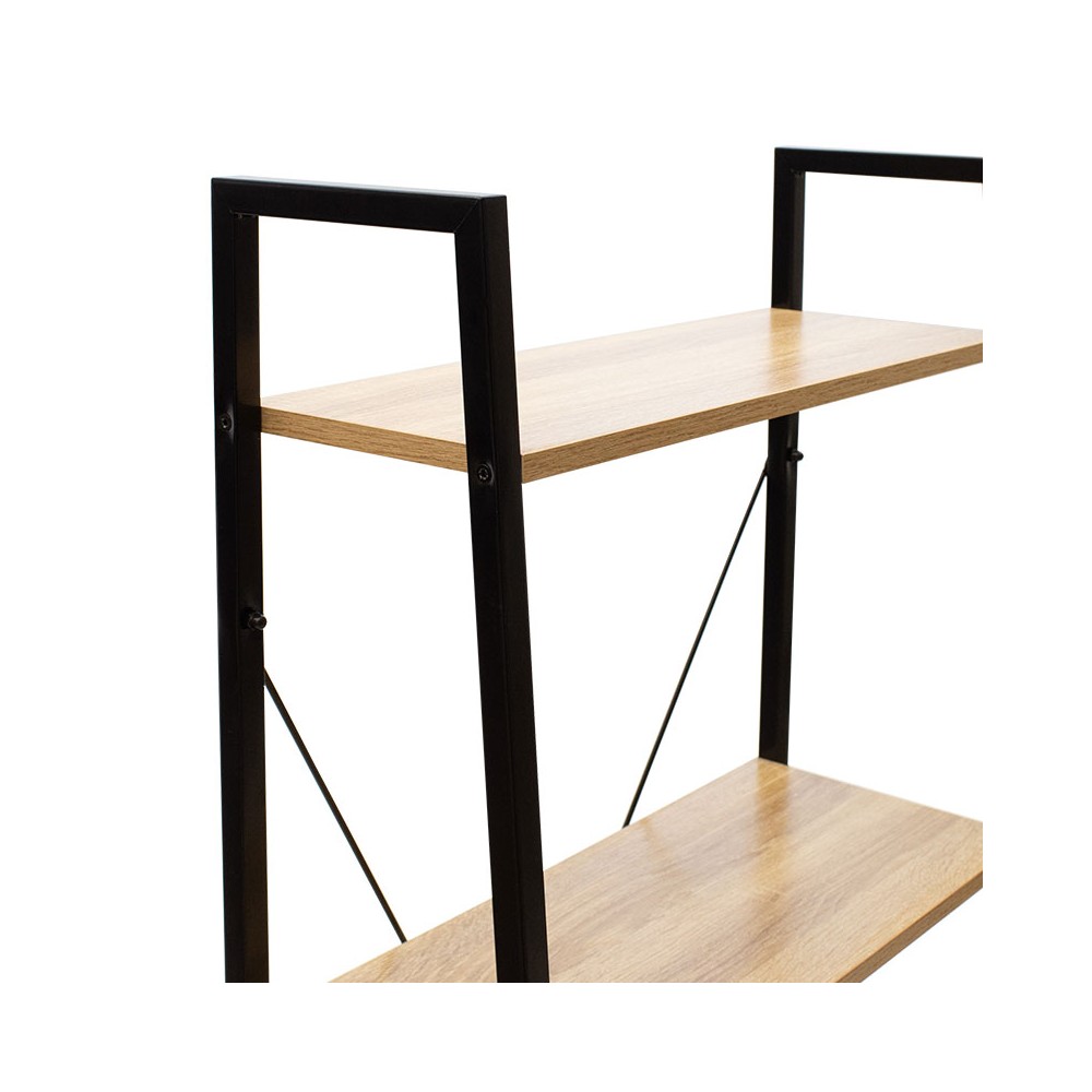 Bibliothèque design bois structure en métal noir 60x23x145,5 cm