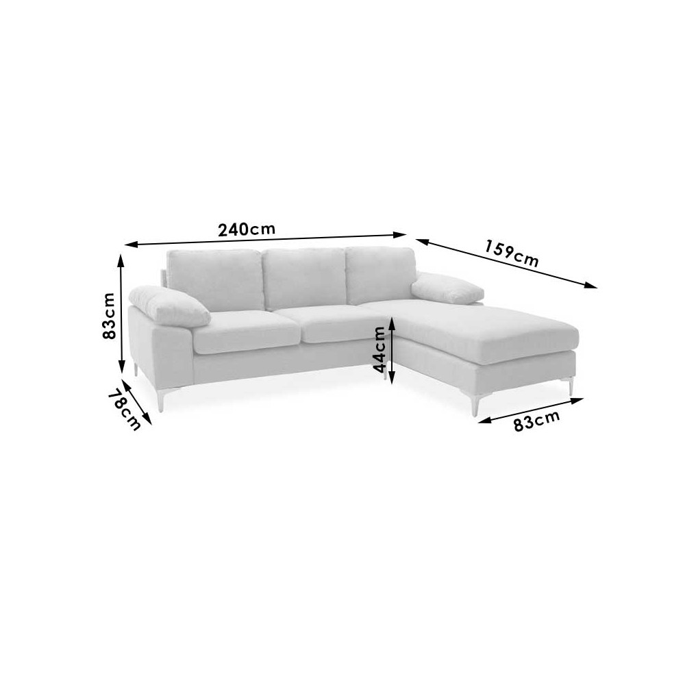 Canapé d'angle  gauche tissu gris foncé 240x159x83 cm