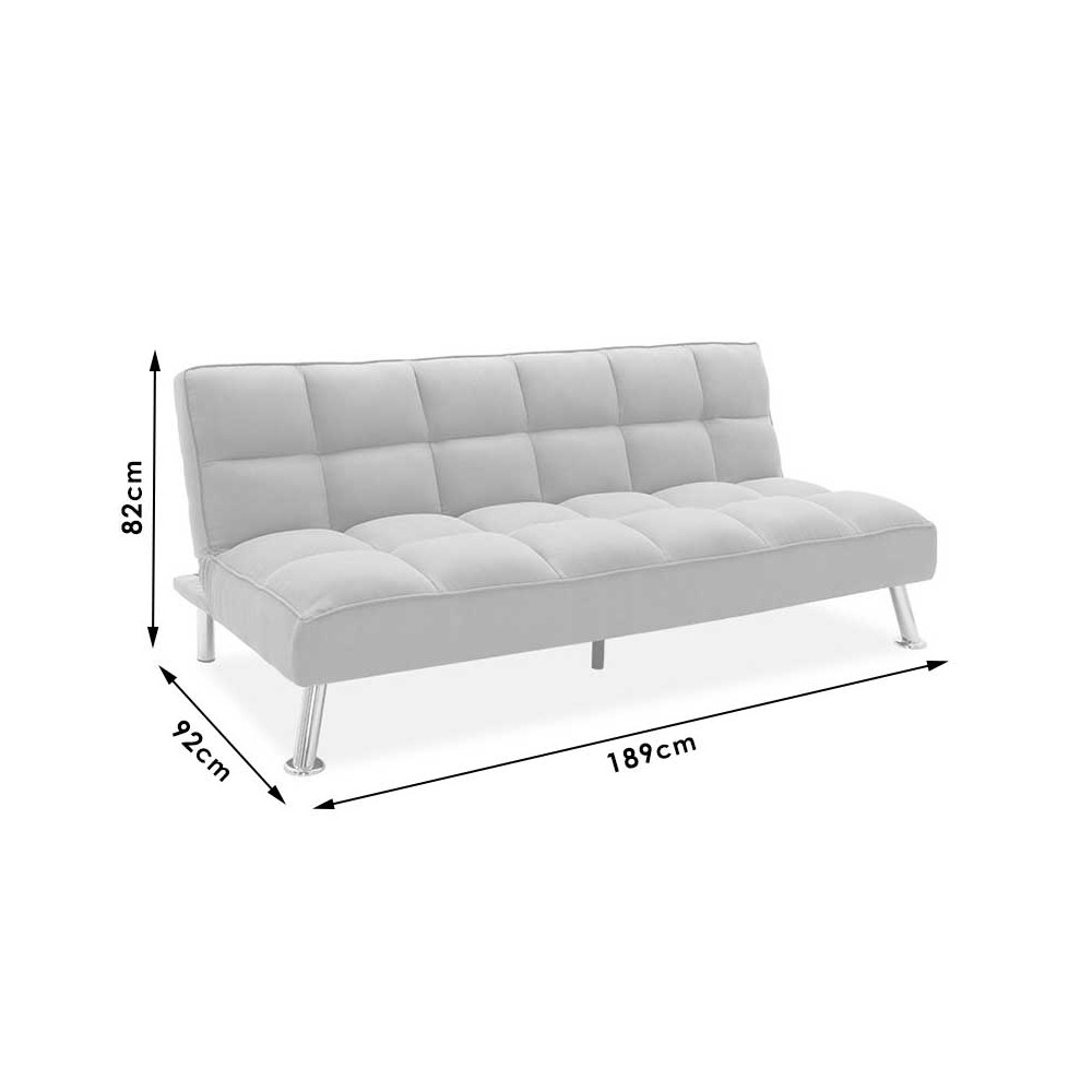 Canapé convertible lit 3 places Rebel tissu couleur gris clair 189x92x82 cm