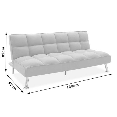 Canapé convertible lit 3 places Rebel tissu couleur gris clair 189x92x82 cm
