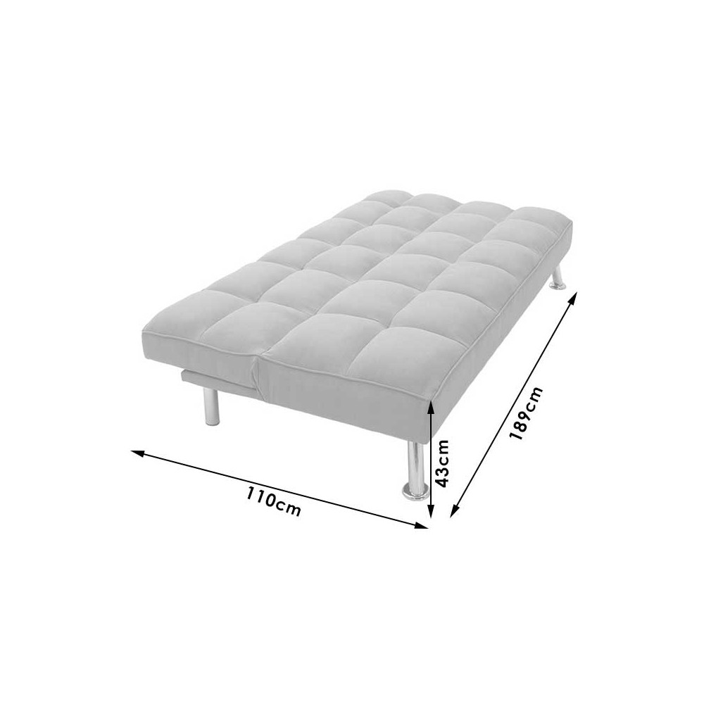 Canapé convertible lit 3 places Rebel tissu couleur gris clair 189x92x82 cm