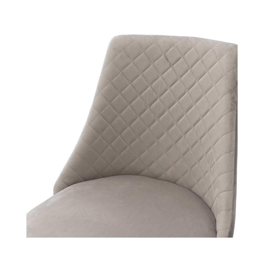 Chaise Giselle velours gris pied  Métal noir doré