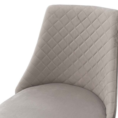 Chaise Giselle velours gris pied  Métal noir doré