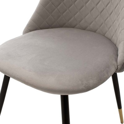 Chaise Giselle velours gris pied  Métal noir doré