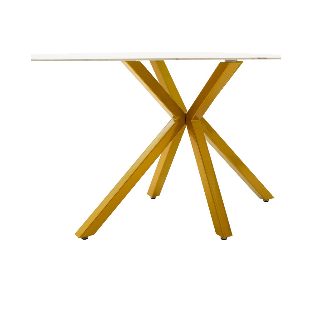 Table à manger Paris verre 8mm motif marbre-doré 160x80x75cm