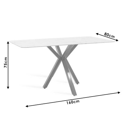 Table à manger Paris verre 8mm motif marbre-doré 160x80x75cm
