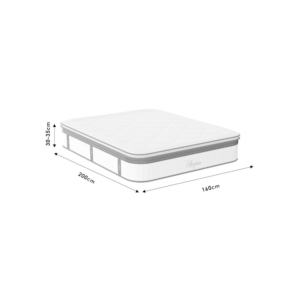 Matelas Utopia ressorts ensachés avec terre végétale 30-32cm 160x200 cm