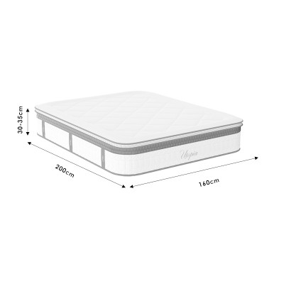 Matelas Utopia ressorts ensachés avec terre végétale 30-32cm 160x200 cm