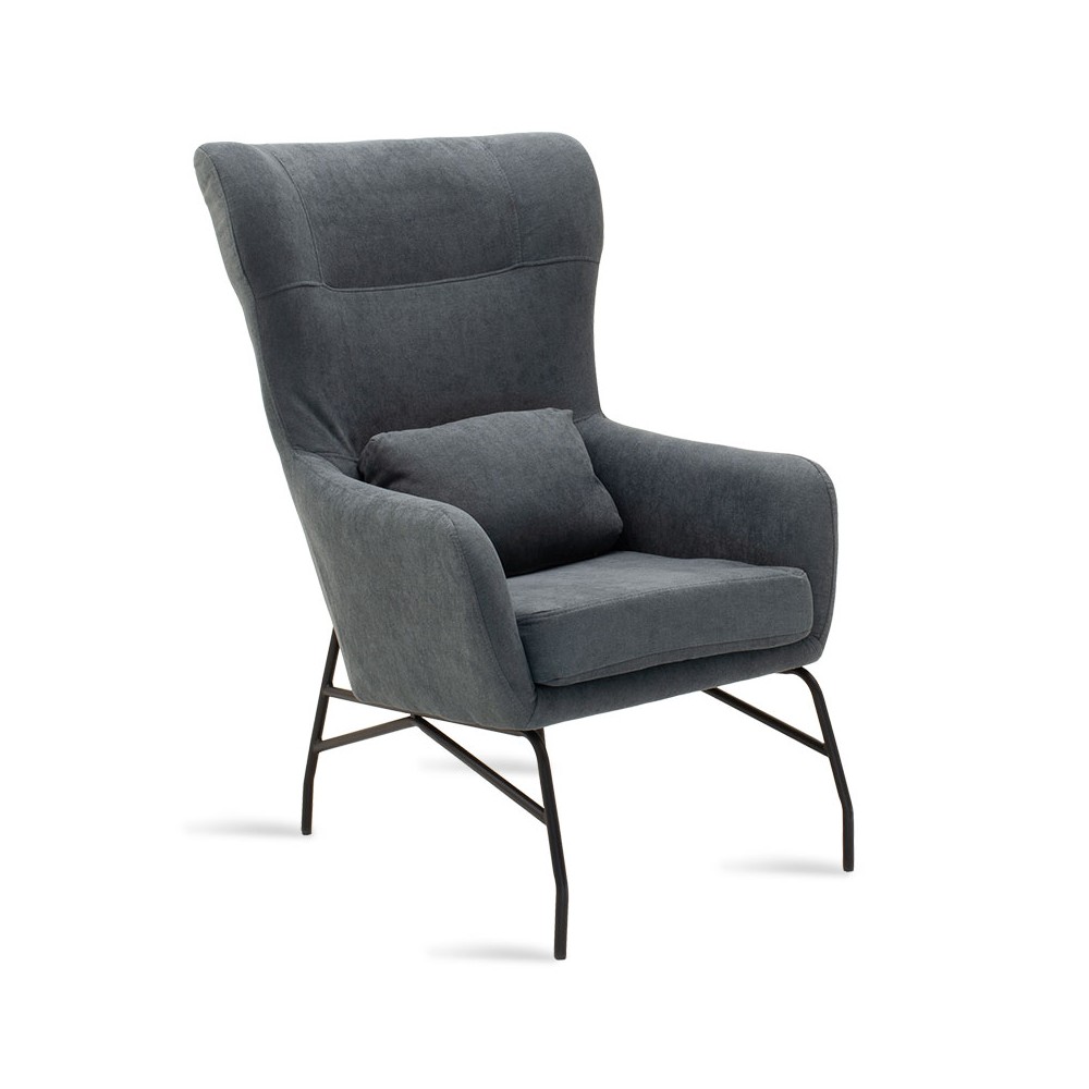 Fauteuil Rimbo en tissu Gris pied metal  66x81x102cm