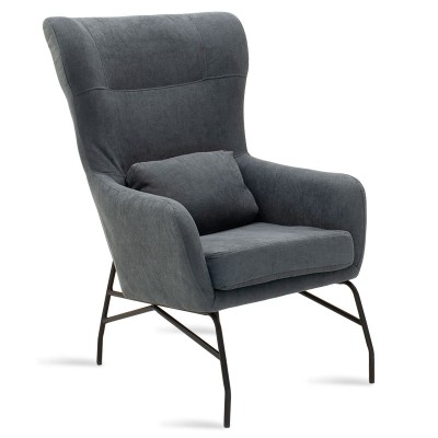 Fauteuil Rimbo en tissu Gris pied metal  66x81x102cm